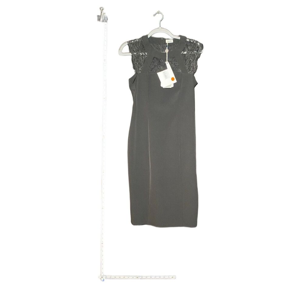 LIU JO Women's Black Sleeveless Lace Shoulder Midi Dress NWT